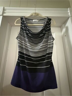 Calvin Klein Women’s Striped Cowl Neck Tank Top Size Large